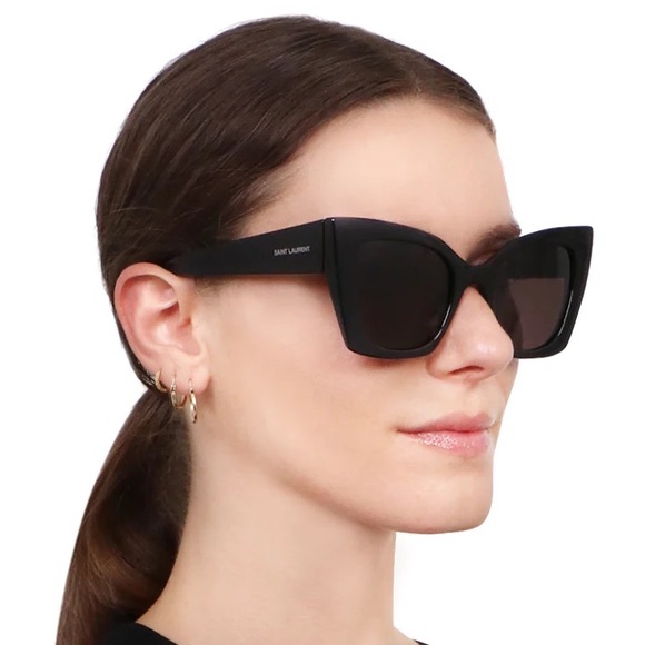 NEW SL552 001 SAINT LAURENT SL 552 001 WOMEN CAT EYE FRAME SUNGLASSES - Picture 6 of 13